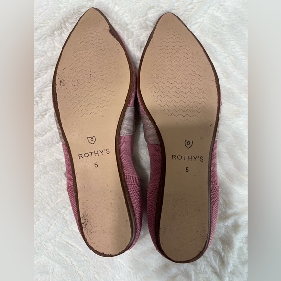 Rothy’s The Bow Point Flats Pink Knit Pointed Toe Size 5 EUC - Picture 4 of 9